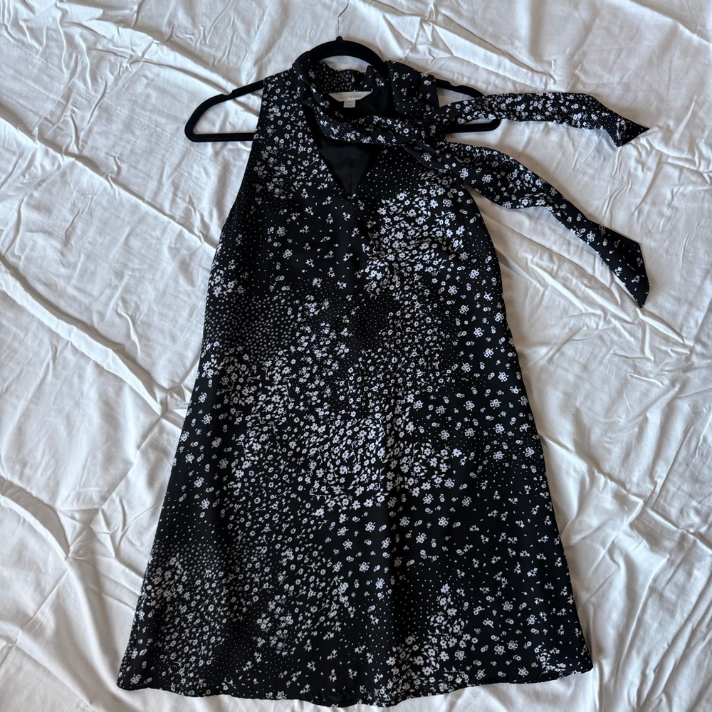 DECREE Black and White Sleeveless Floral Tunic/Dress